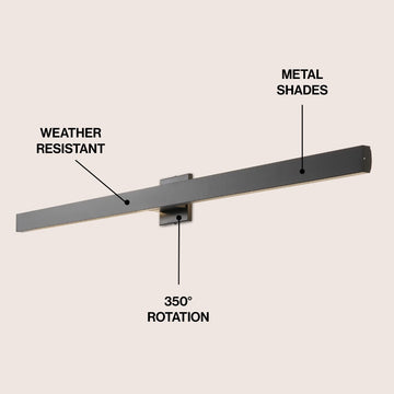 Vara 49.5" Modern Minimalist Indoor/Outdoor Metal 350-Degree Rotate Dimmable Integrated Linear LED Wall Sconce - JONATHAN Y